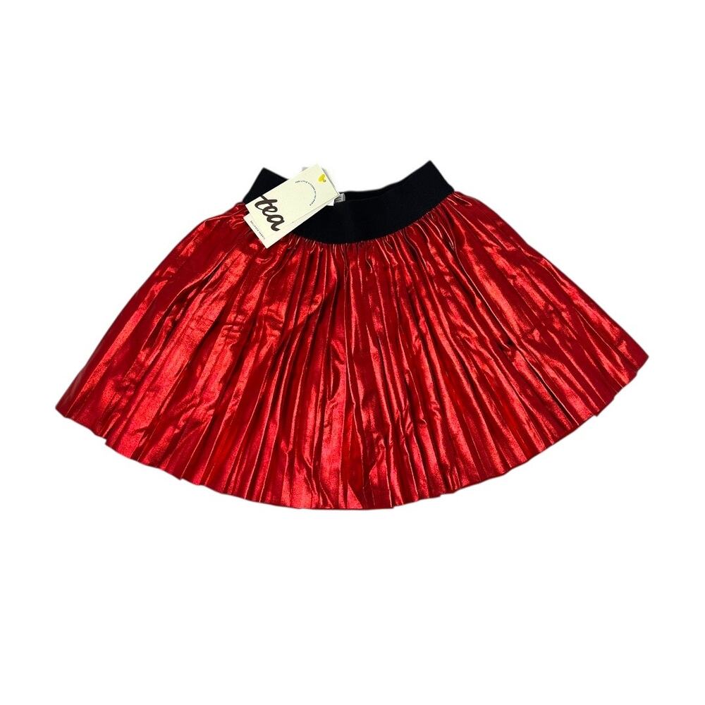 Tea Collection Pleated Metallic Twirl Skirt | Metallic Red | Girls Size 4 | NWT